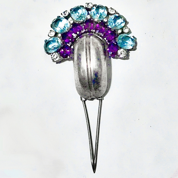 Antique Paste Sterling Crystal Brooch/Clip/Pin - Picture 3 of 8